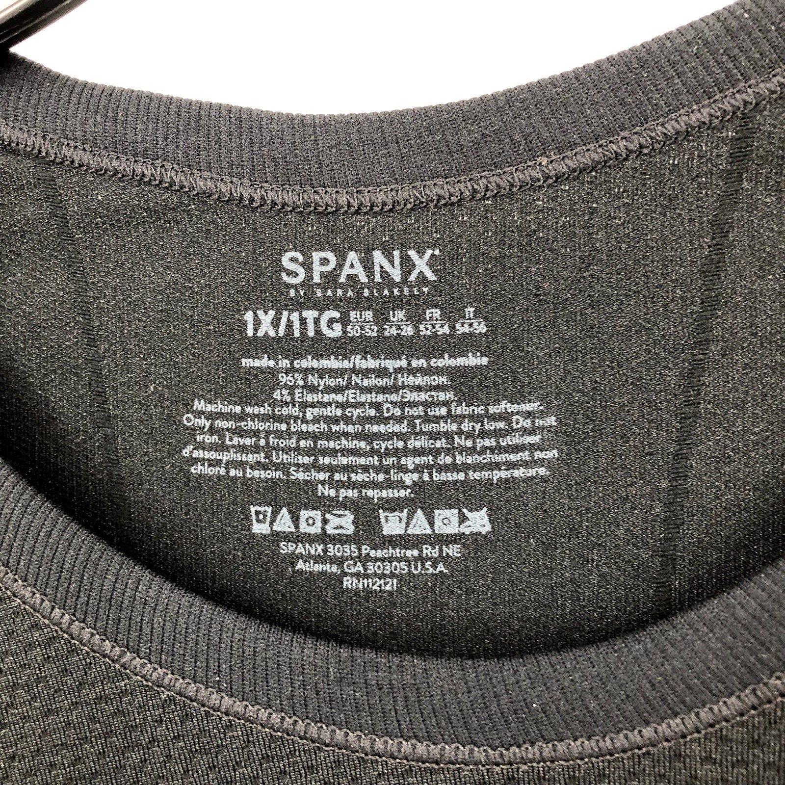 SPANX Women's Lamn Seamless Long Sleeve Tee 1X Very Black Crewneck NWT