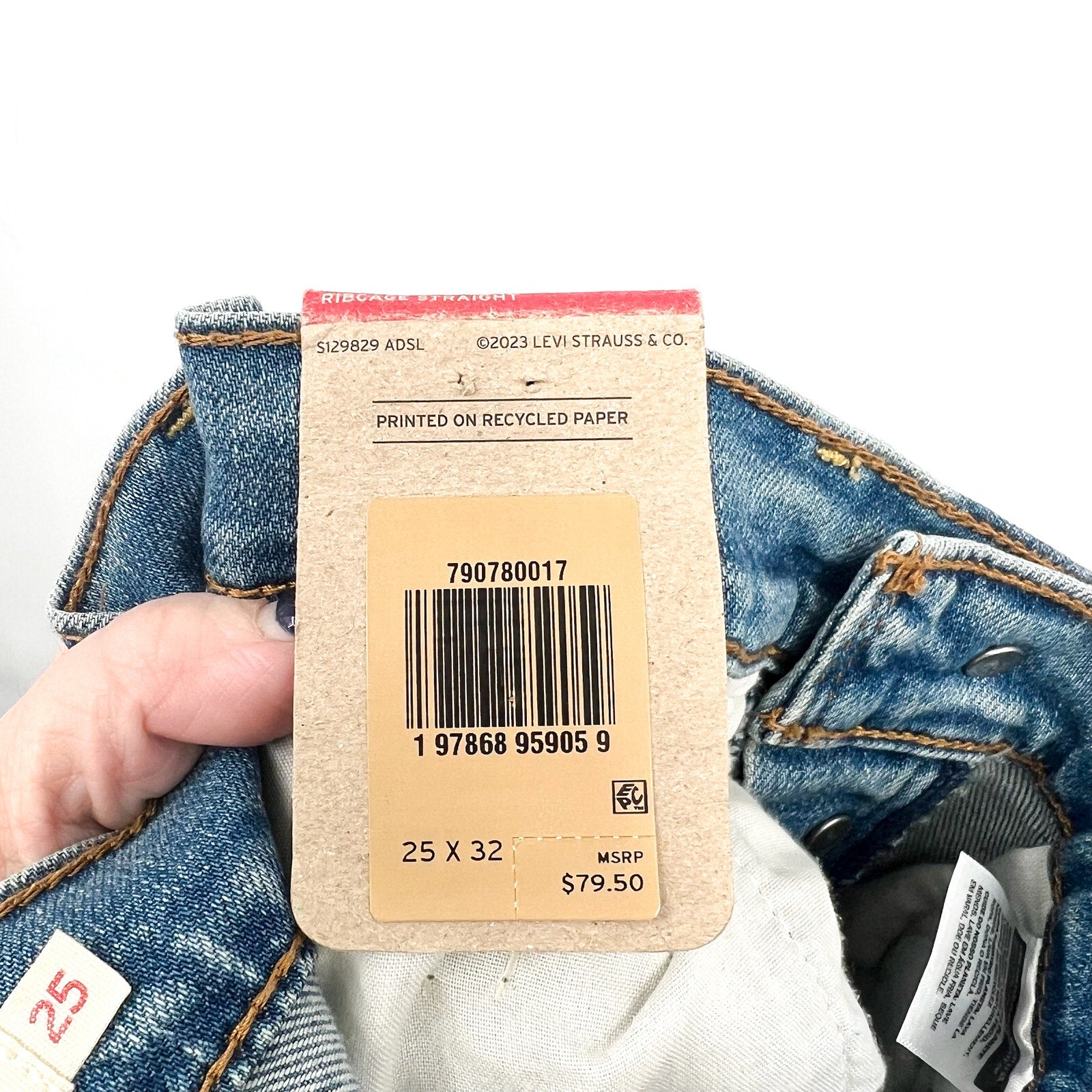 Levi's Womens Ribcage Straight Jeans 25x32 0 Blue Ringing Bells 79078-0017 NWT