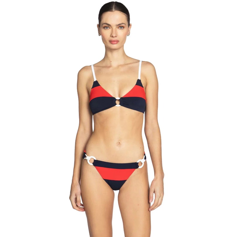 ROBIN PICCONE Women's Babe Bikini Medium Navy Blue Red Top & Bottom Combo NWT