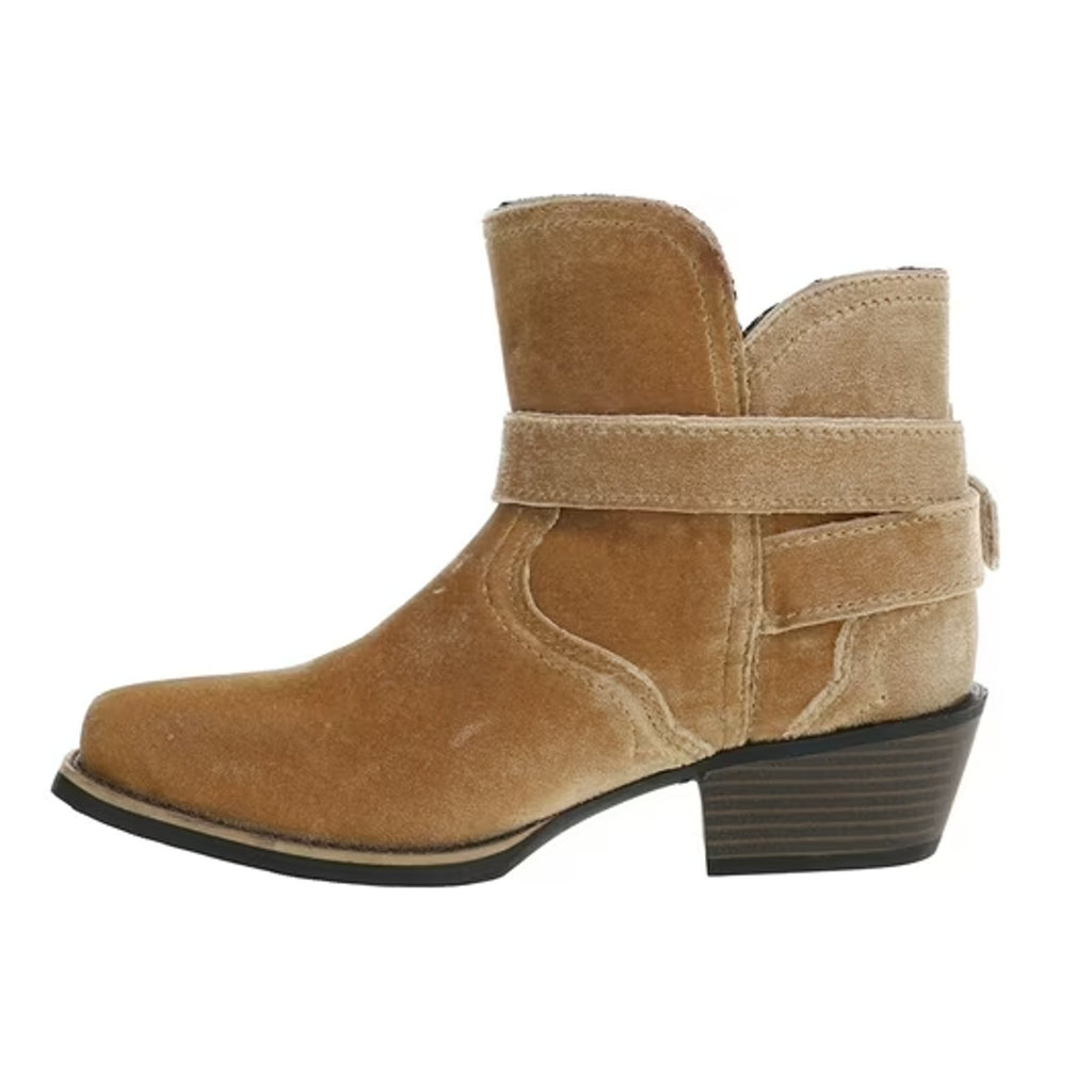 Justin Boots Womens Elana Ankle Bootie Size 7 B Brown Velvet NWOB