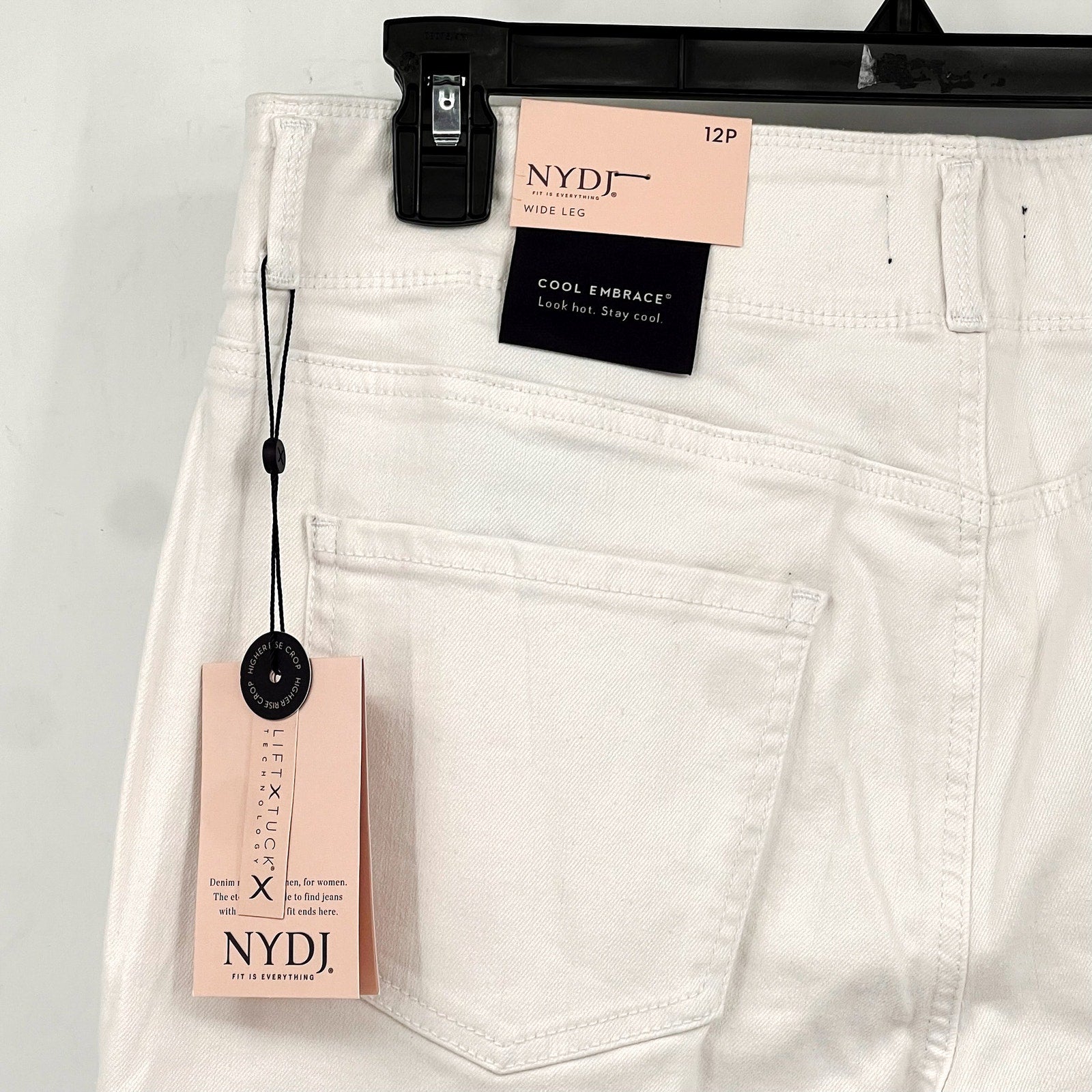 NYDJ Womens Cool Embrace Wide Leg Crop Jeans 12 PETITE Optic White NWT