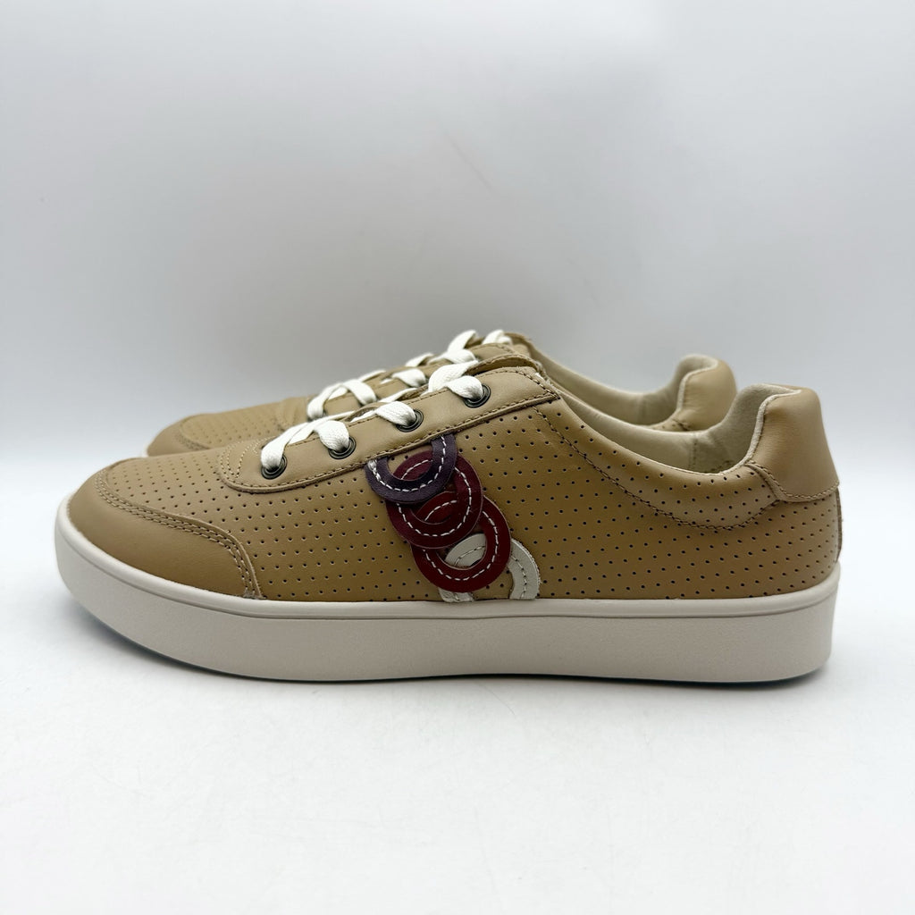 Spenco Womens Cambridge Low Sneakers US 7.5 Wide EU 38 Tan Leather NIB