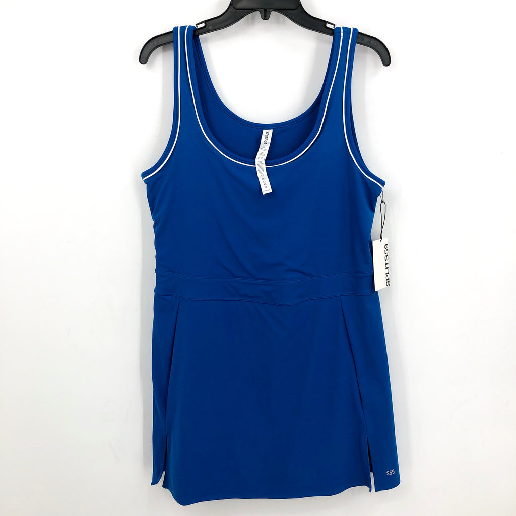 SPLITS59 Womens Martina Rigor Dress XL Classic Blue WHITE Scoop Neck NWT