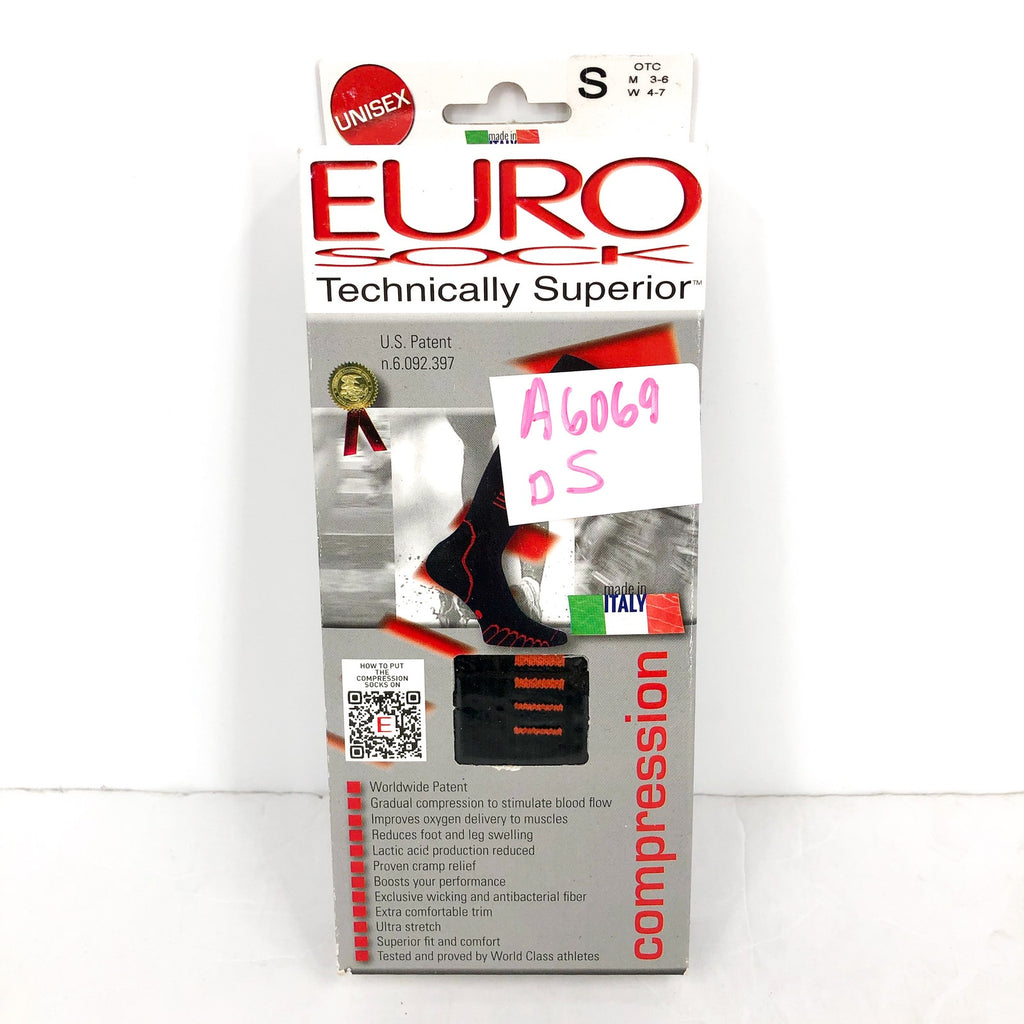 EUROSOCKS Compression Over the Calf Socks Small Womens 4-7 Black Lightweight NIB