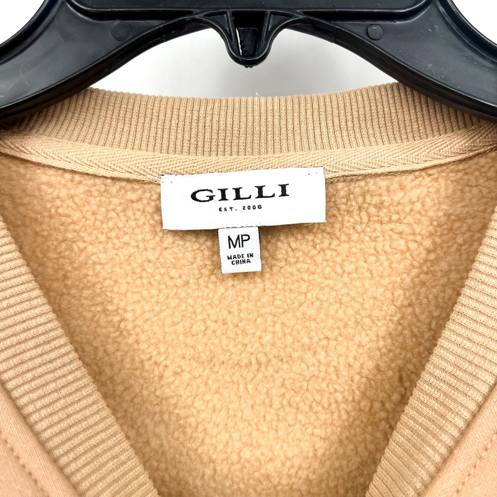 GILLI Womens Pumpkin Spice Keeps Me Nice Crew Sweatshirt Medium Petite Tan NWOT