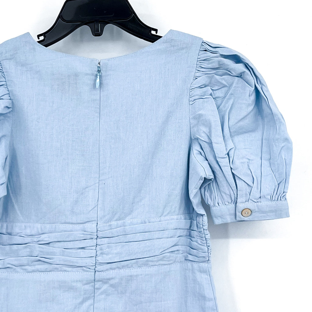 BARDOT JUNIOR Girl's Sky Mini Dress Size 5 Sky Blue Short Cotton Flax NWT