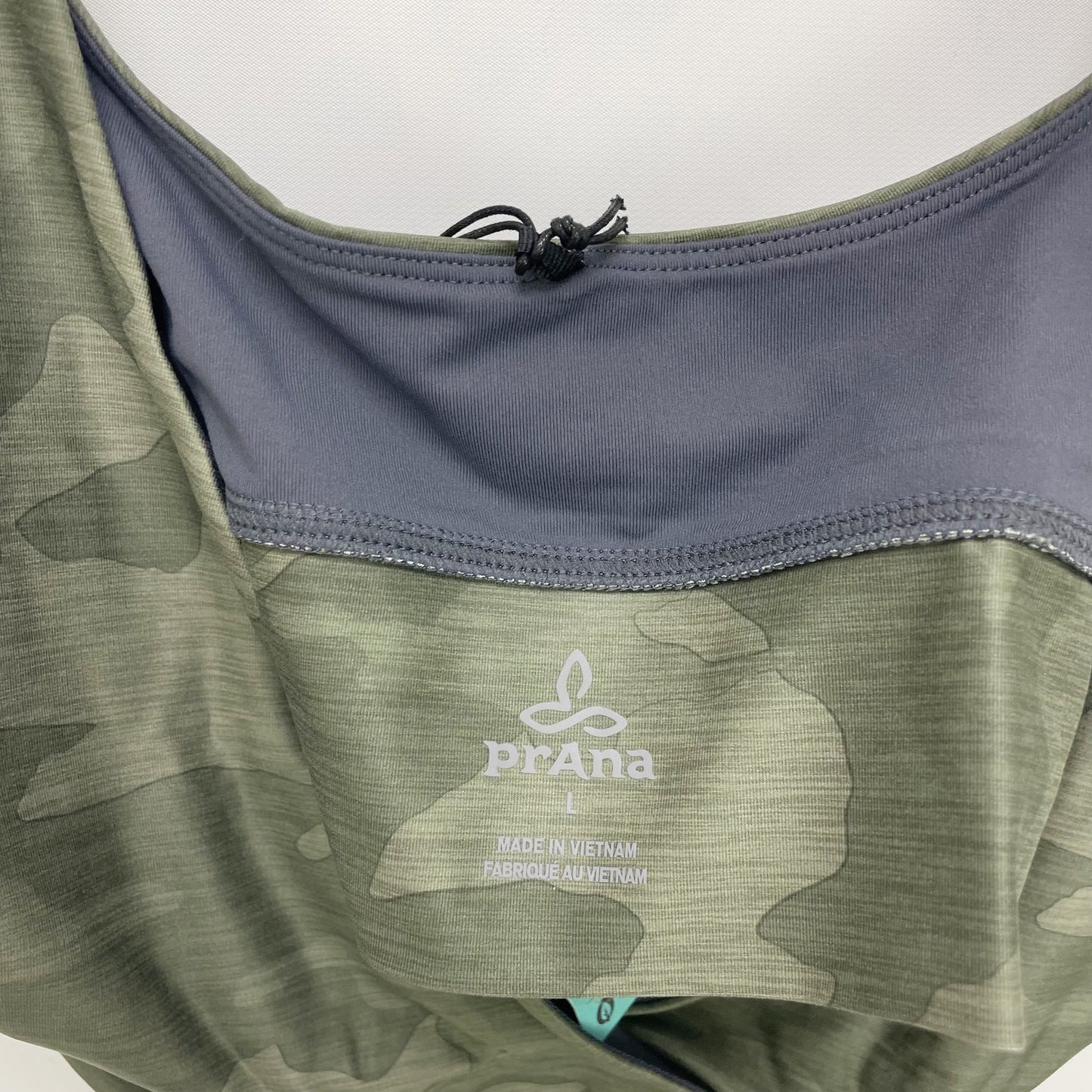 Prana Womens Layna Brami Yoga Bra Top Large Sage Green Camo