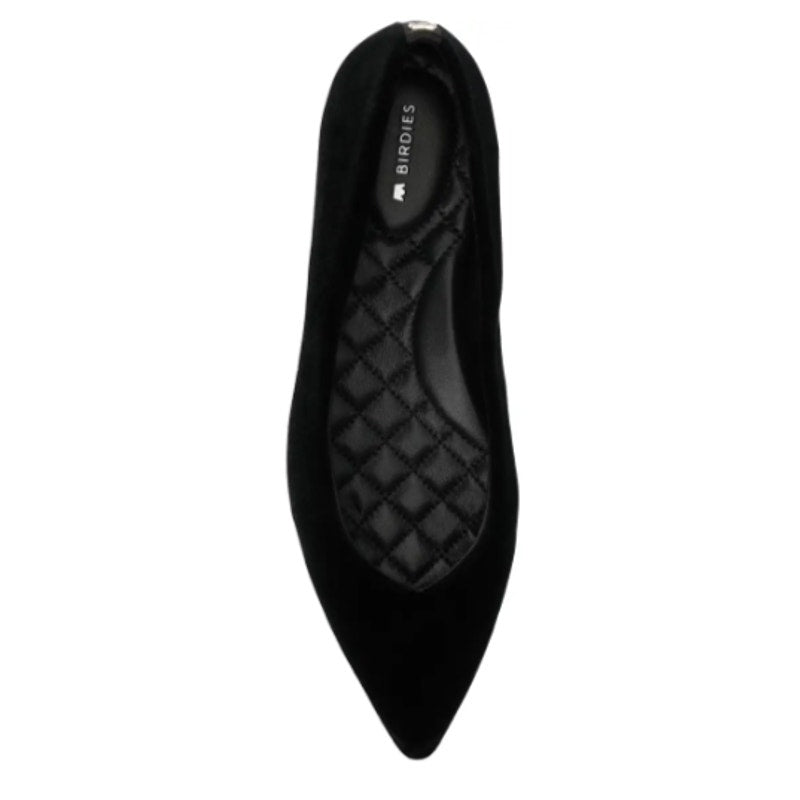 Birdies Womens The Goldfinch 15 Ballet Flat Size 7 Black Suede Pointed Toe NWOB