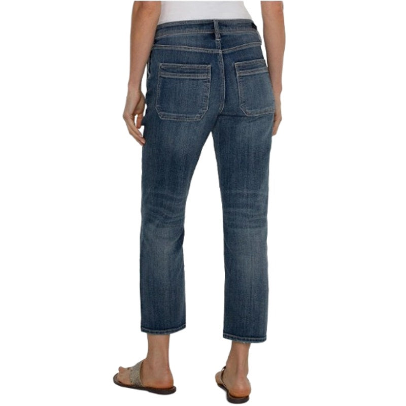 LIVERPOOL Womens Easy Utility Jeans Size 27 US 4 Blue Macbride Side Button NWT