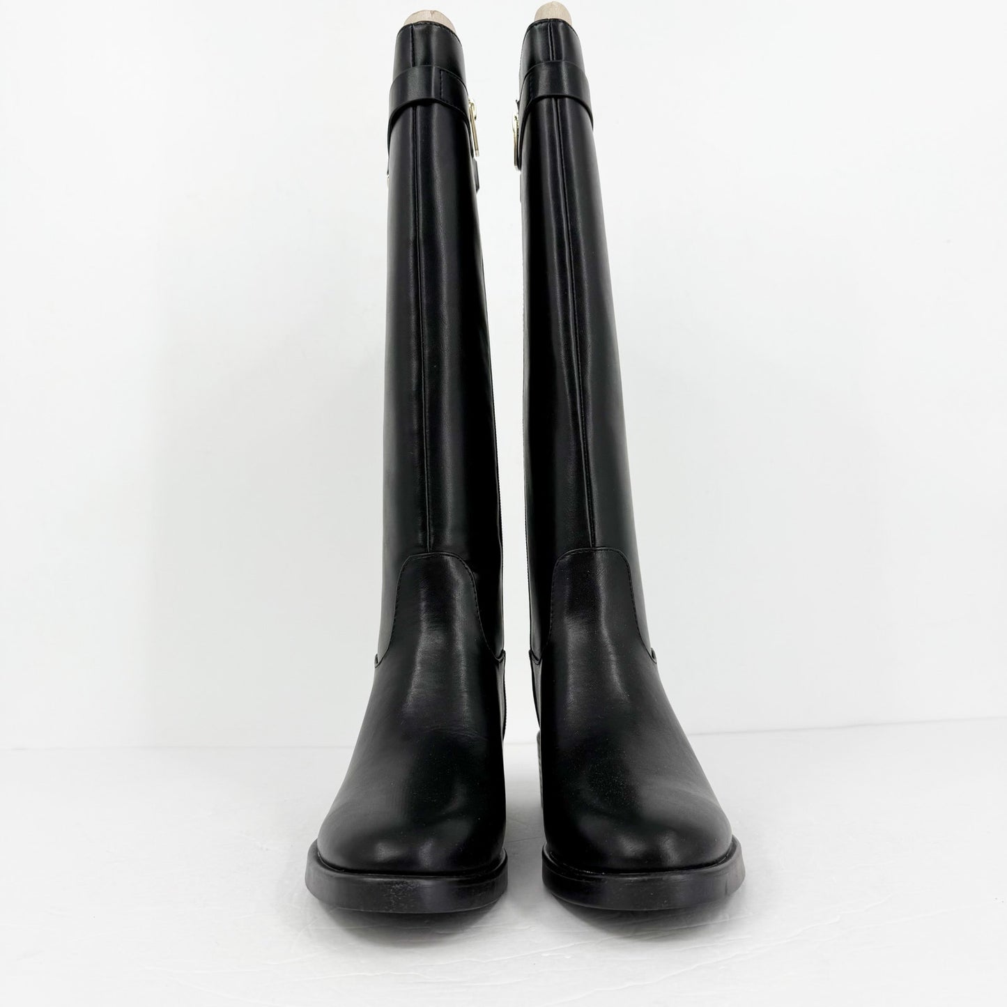 Tommy Hilfiger Womens Iviann Boots Size 6M Black Faux Leather Knee High
