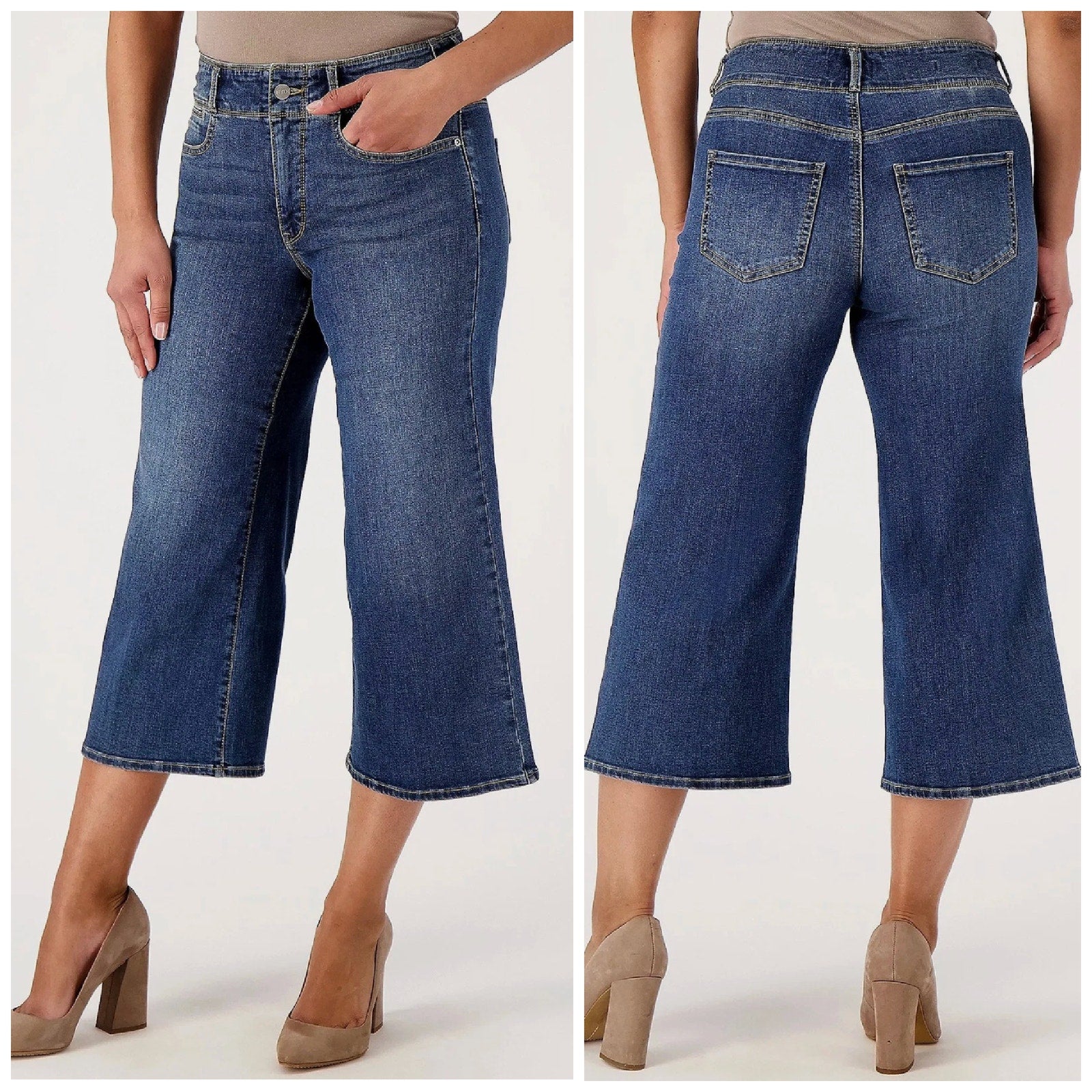 NYDJ Womens Major Wide Leg Capri Jeans 00 PETITE Serendipity Blue NWT