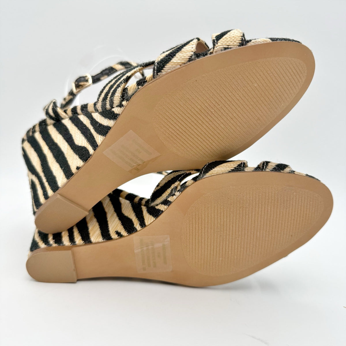 Steve Madden Womens Harbor Wedge Sandals Size 8 M Zebra Brown Black NIB