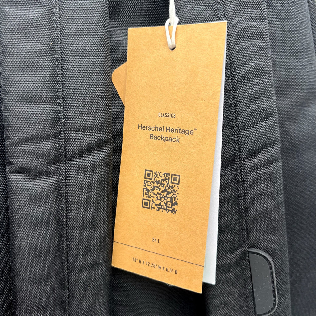 HERSCHEL SUPPLY CO. Heritage Laptop Travel Backpack One Size Black Tonal NWT