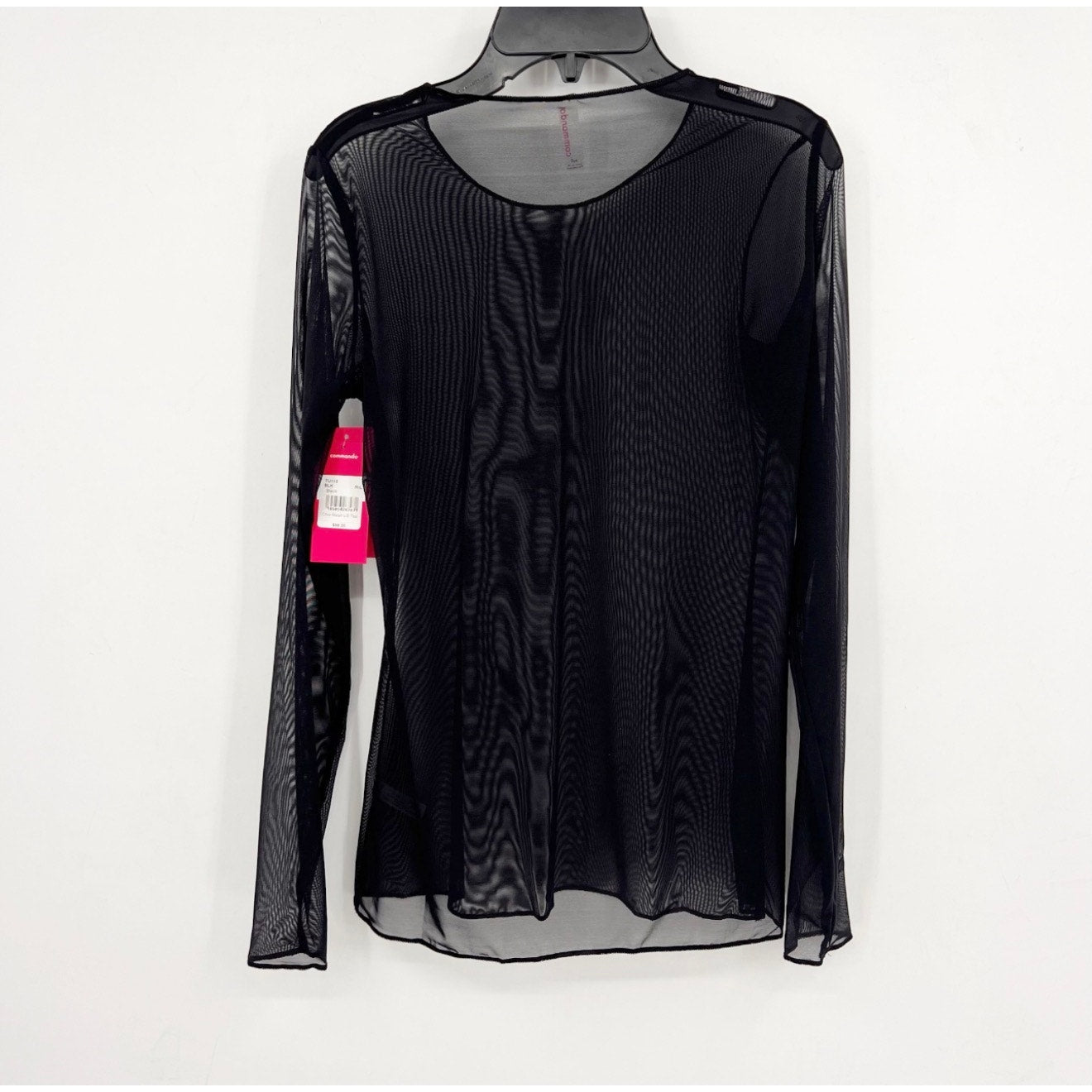 COMMANDO Women's Chic Mesh Long Sleeve Tee Medium Large Black Sheer NWT