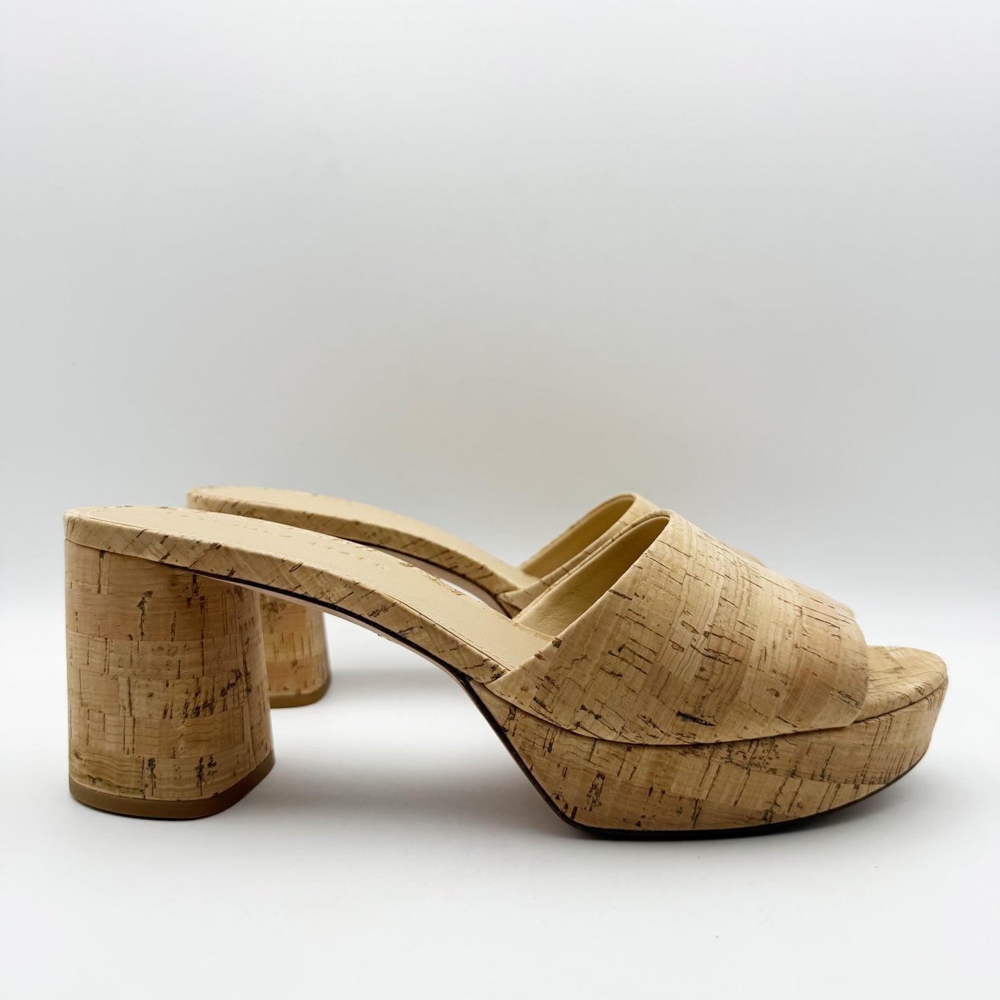 Veronica Beard Womens Dali Cork Heels US 11 M Tan Leather Cork Platform NIB