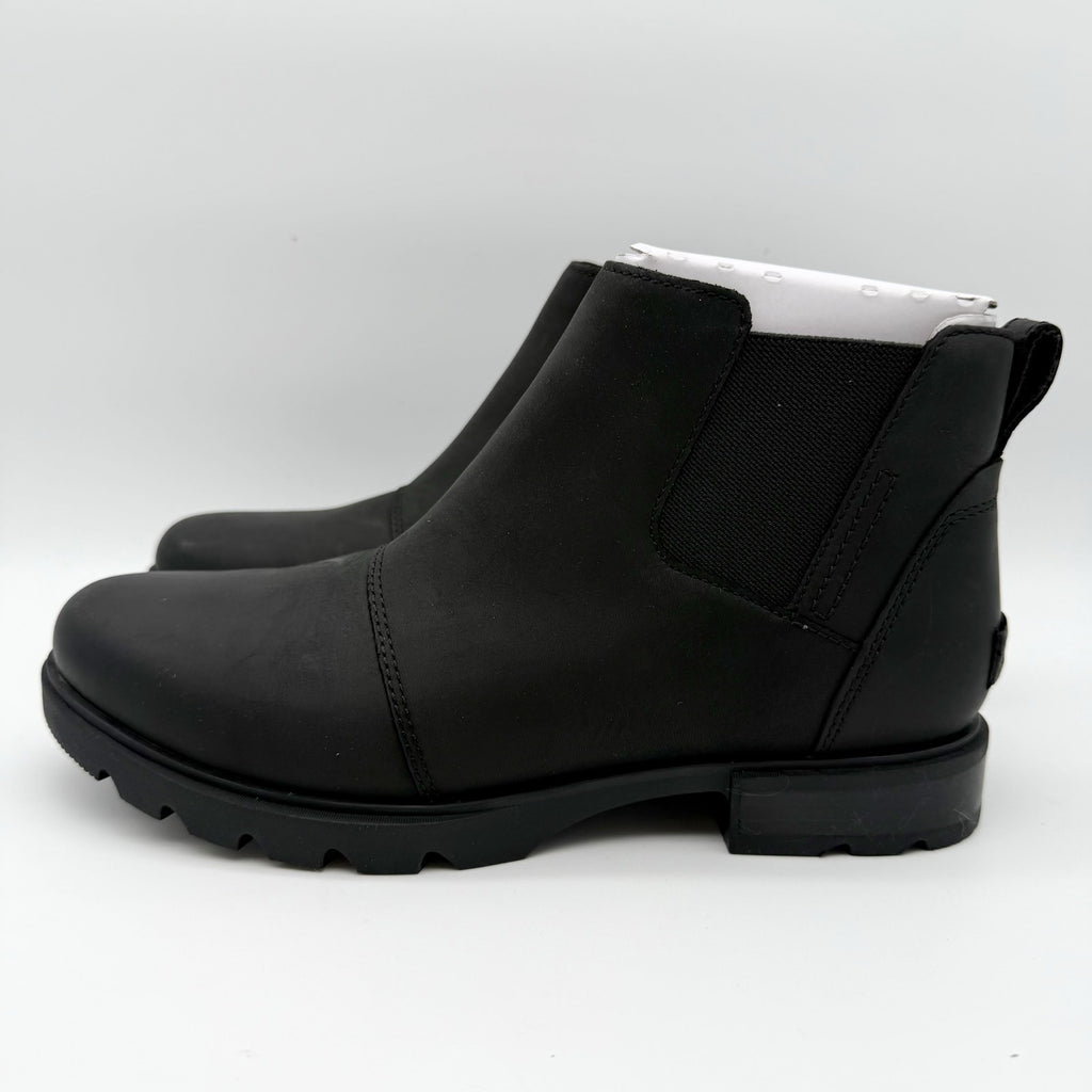 Sorel Womens Emelie lll Zip Bootie US 8.5 EU 39.5 Black Leather Waterproof NIB