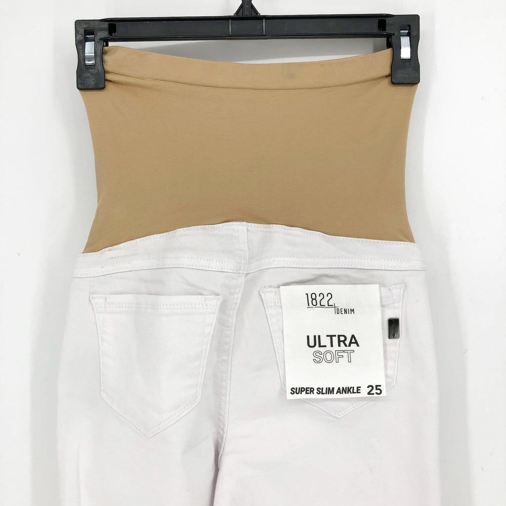 1822 DENIM Super Skinny Maternity Ankle Jeans Size 25 White Ultra Soft NWT