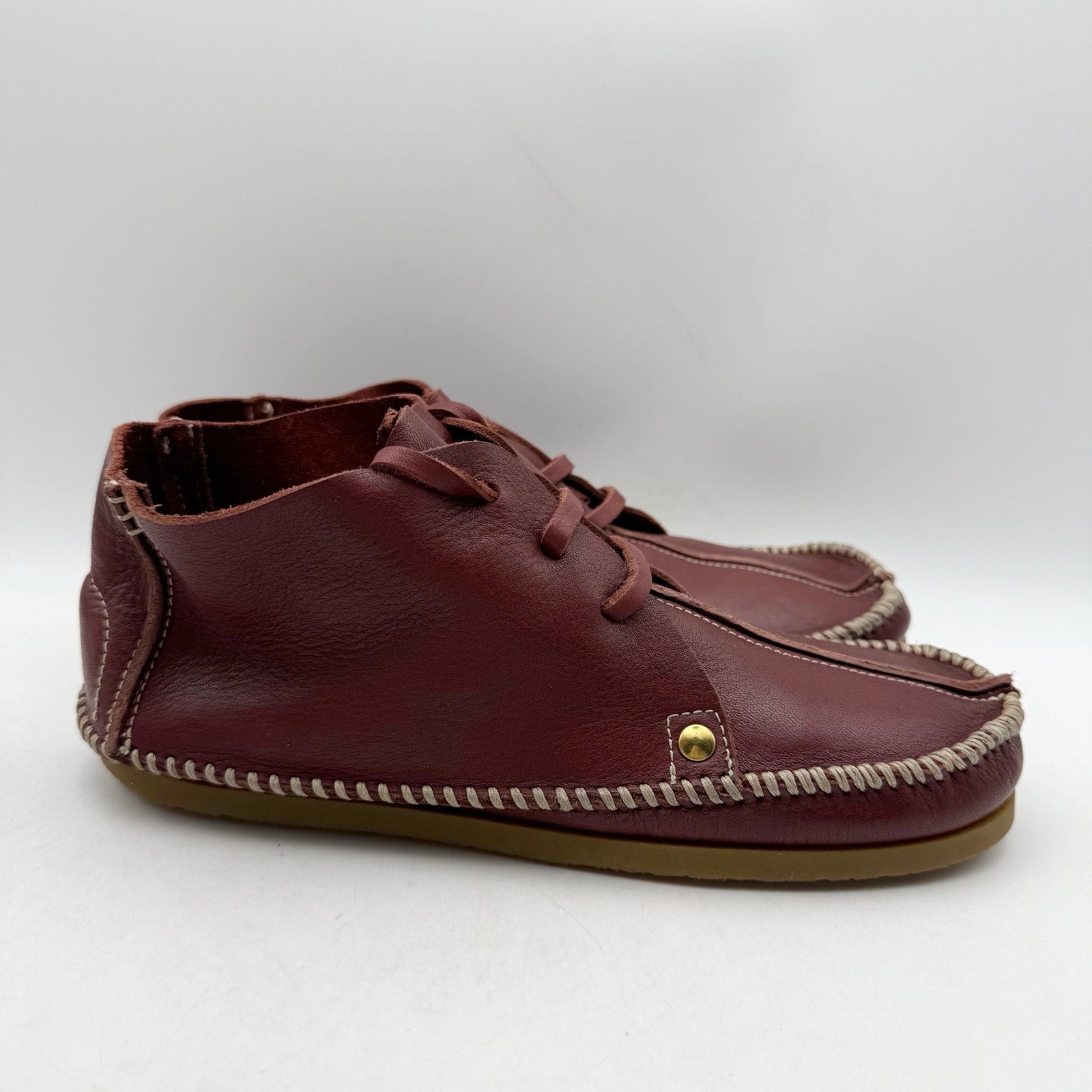 RE/DONE Womens Metal Oxford Shoes EU 37 US 7 Burgundy Leather NWOB