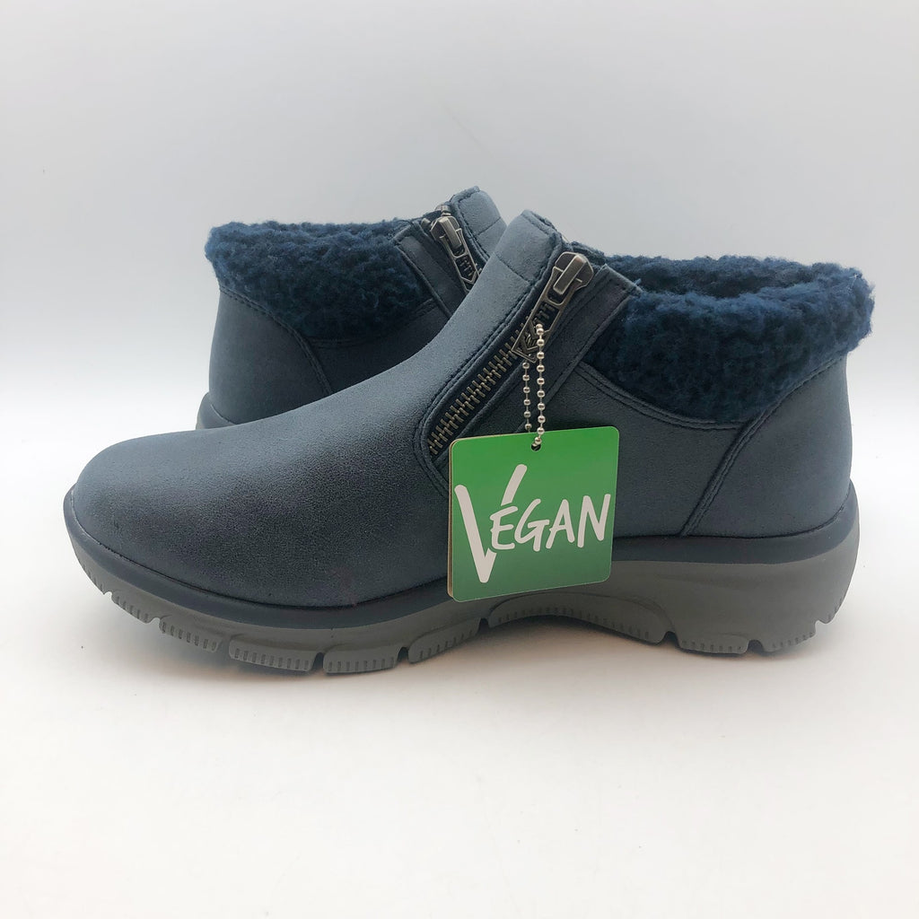 Skechers Women Easy Going Ankle Boots US 7.5 Navy Blue Water Repellent Lined NIB