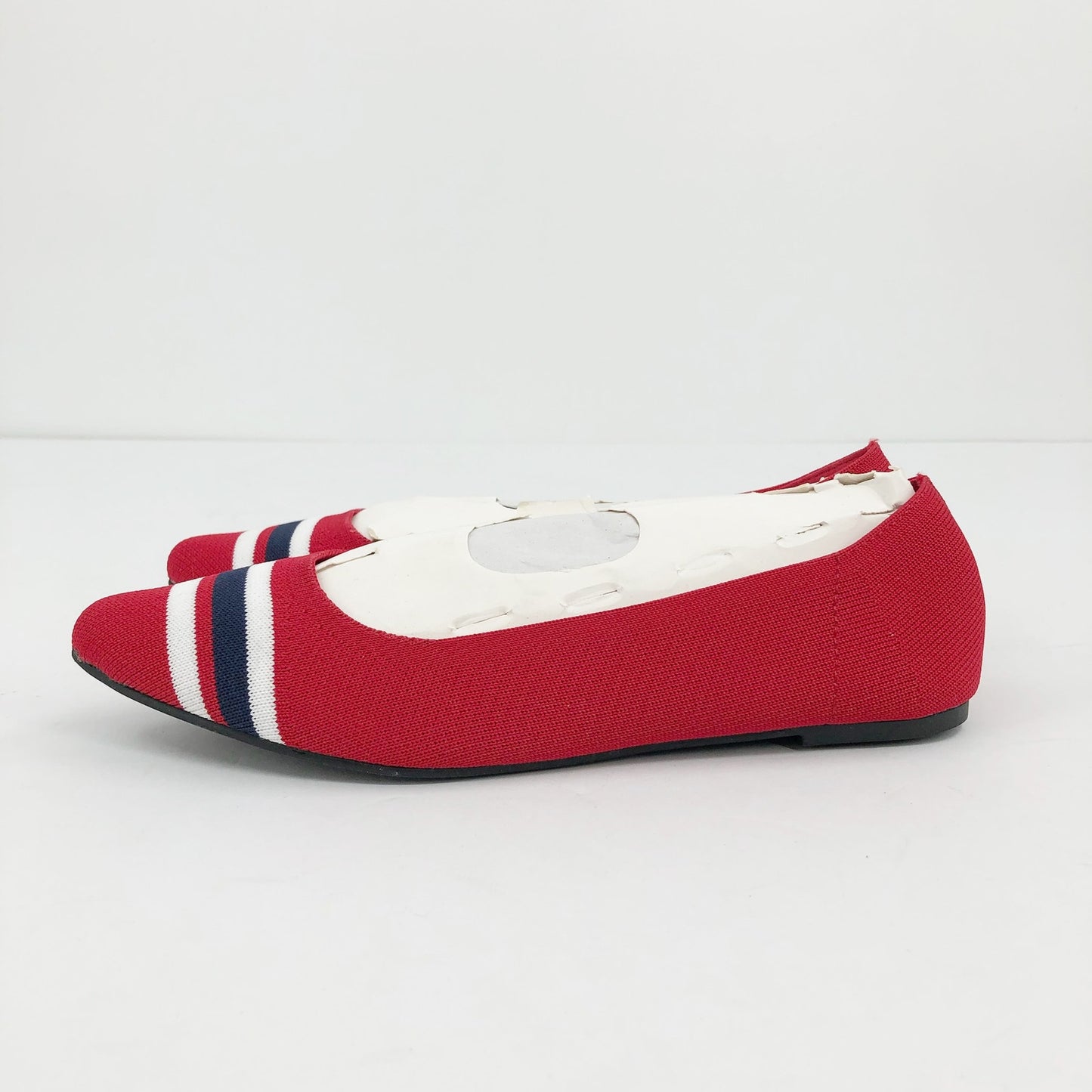 MIA Women's  Emme Flyknit Ballet Flats Shoes Size 6 Red Stripes Pointed Toe