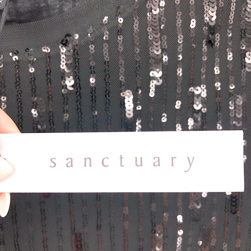 SANCTUARY Women's Sequin Perfect Tee XS Black Short Sleeve NWT