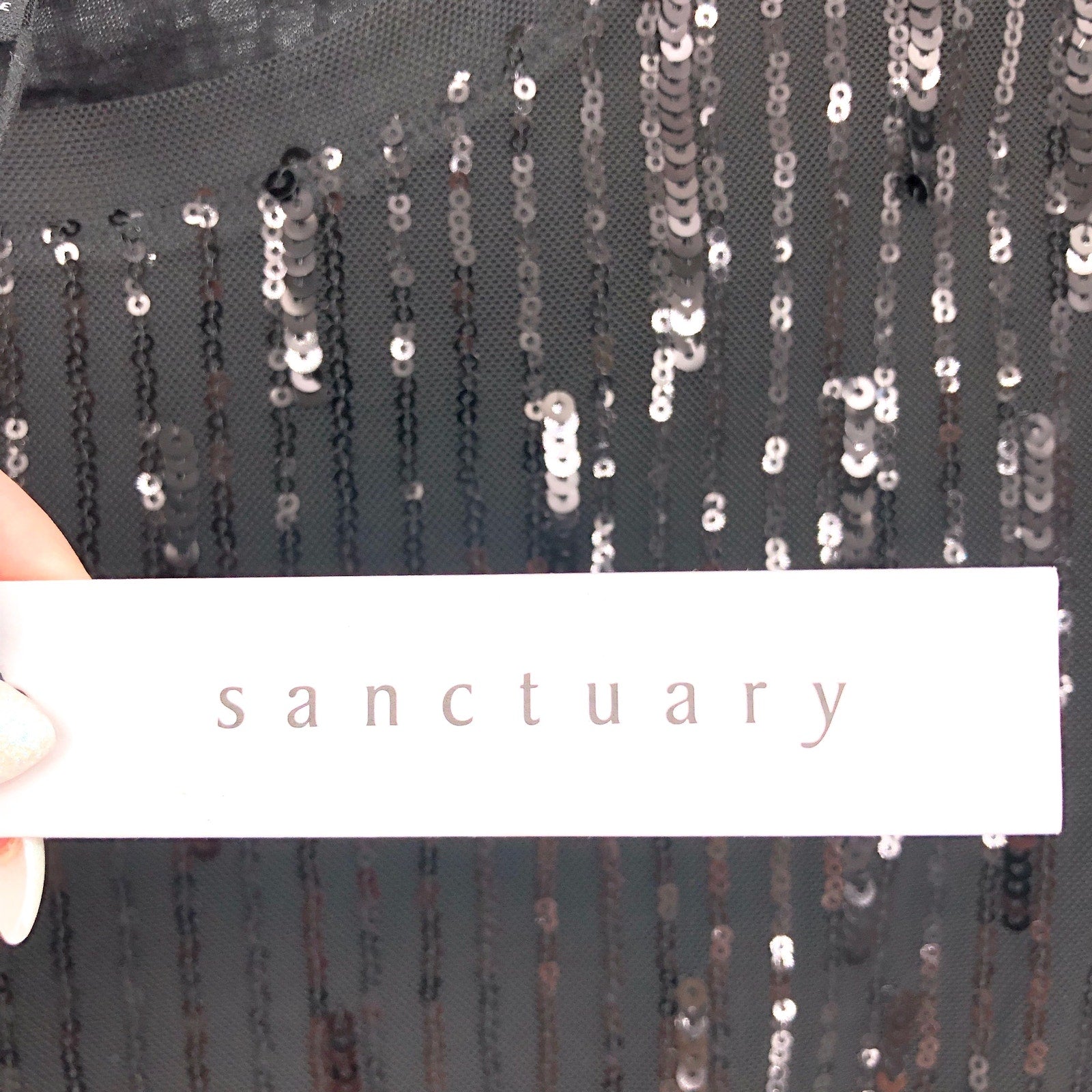 SANCTUARY Women's Sequin Perfect Tee XS Black Short Sleeve NWT