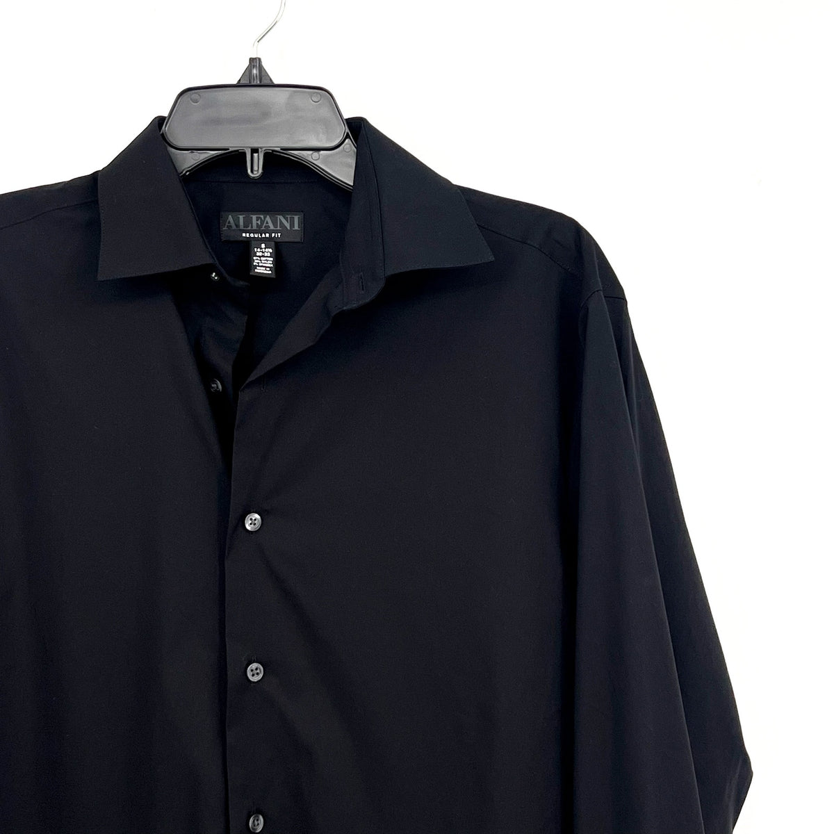 ALFANI Men's Regular-Fit Button Down Dress Shirt Small Black Long Sleeve NWT