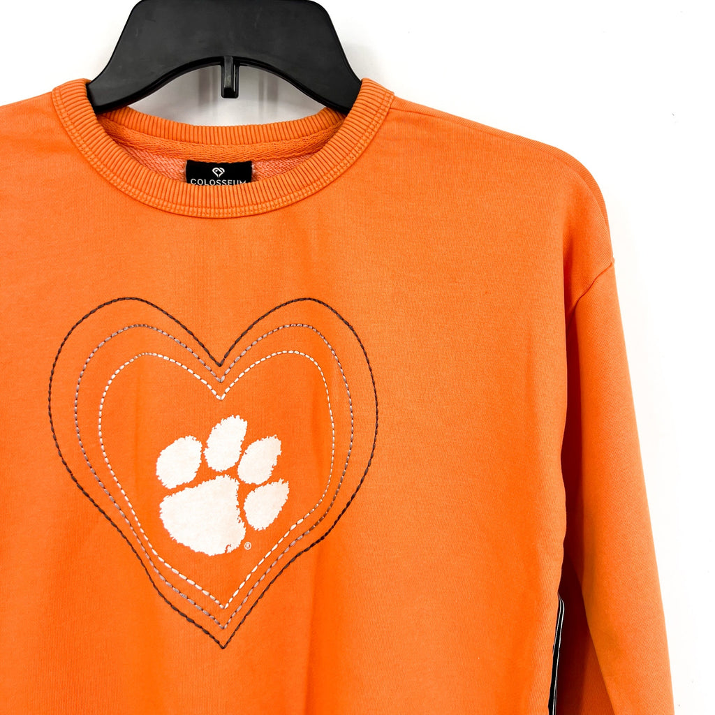 COLOSSEUM Girls Clemson Tigers Audrey Washed Sweatshirt Large Orange NWT