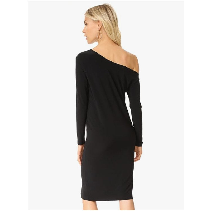 NORMA KAMALI Women's Drop Shoulder Dress Medium FR 38 Black Long Sleeve NWT