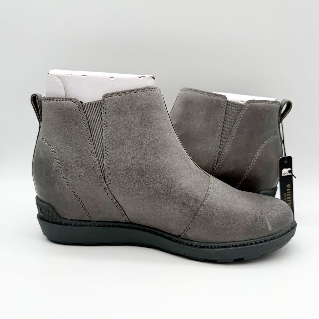 Sorel Womens Evie ll Zip Wedge Bootie Size 10.5 Grey Leather Waterproof NIB