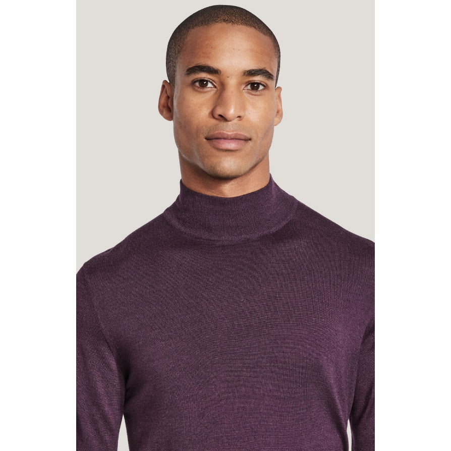 JACK VICTOR Mens Beaudry Sweater XL Plum Purple Wool Silk Cashmere Mock Neck NWT