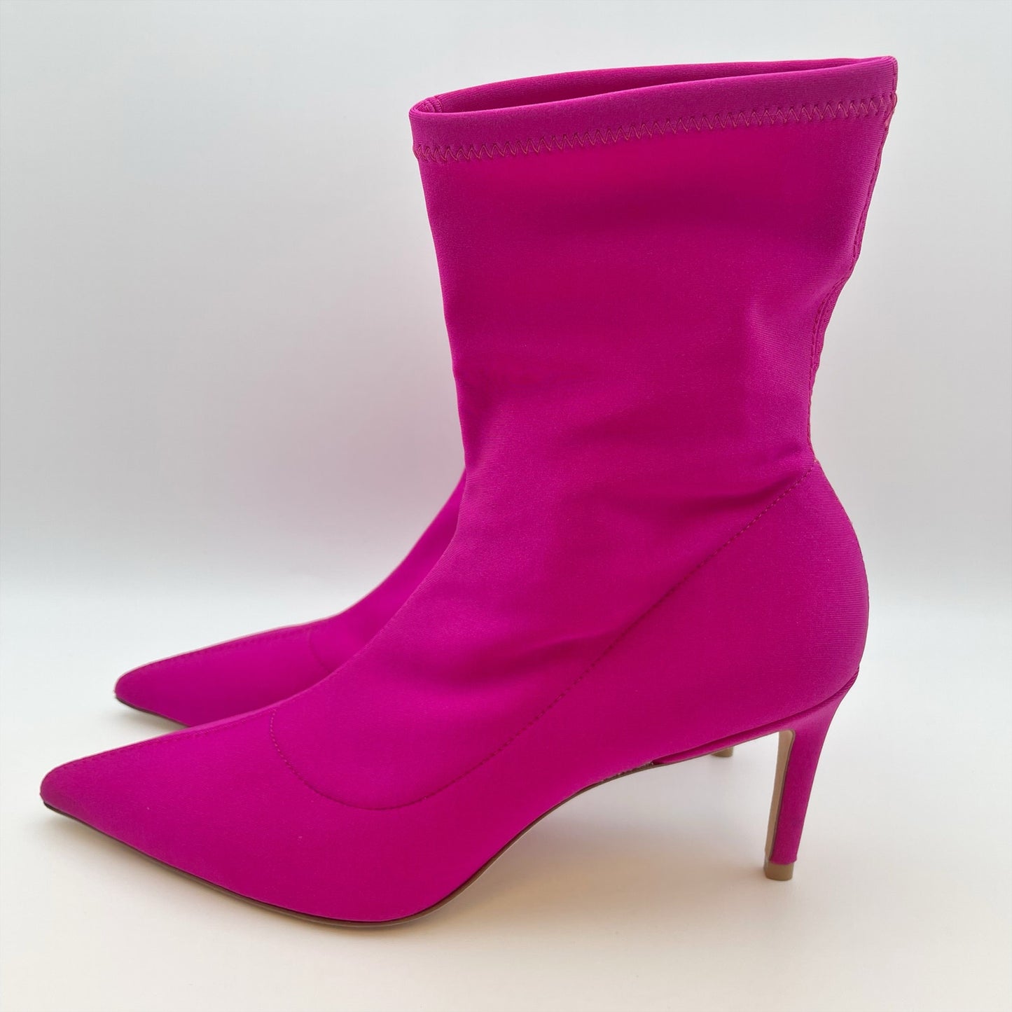 Stuart Weitzman Womens Stuart 75 Stretch Bootie US 7.5 Pink Magenta Suede EUC