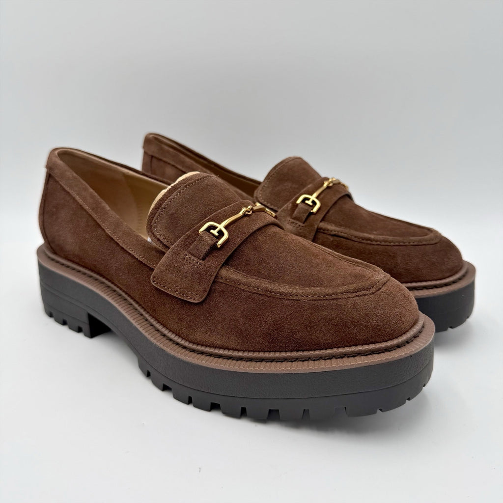 Sam Edelman Womens Lea Platform Loafers Size 8.5 M Brown Suede NIB
