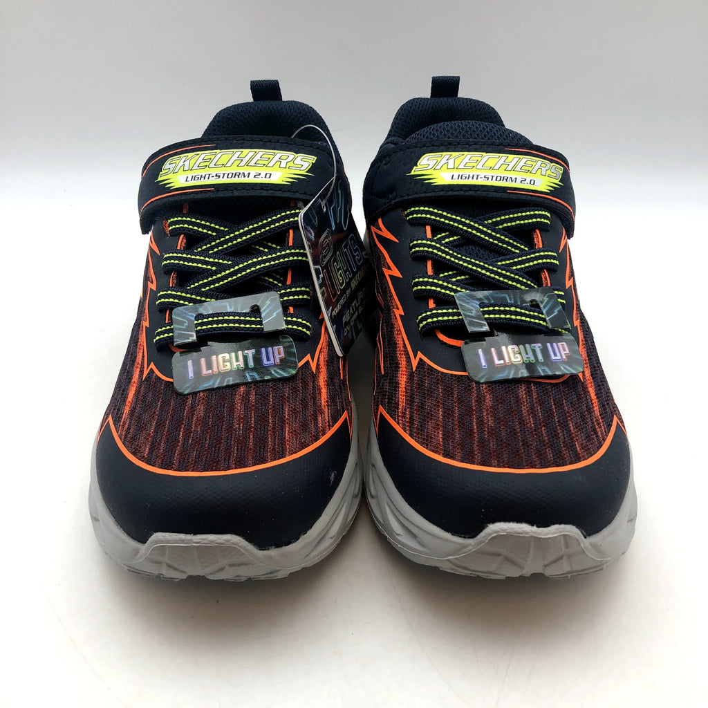 SKECHERS Boys Light Storm 2.0 Bolt Brights Sneakers Size 2.5 Orange Green NIB