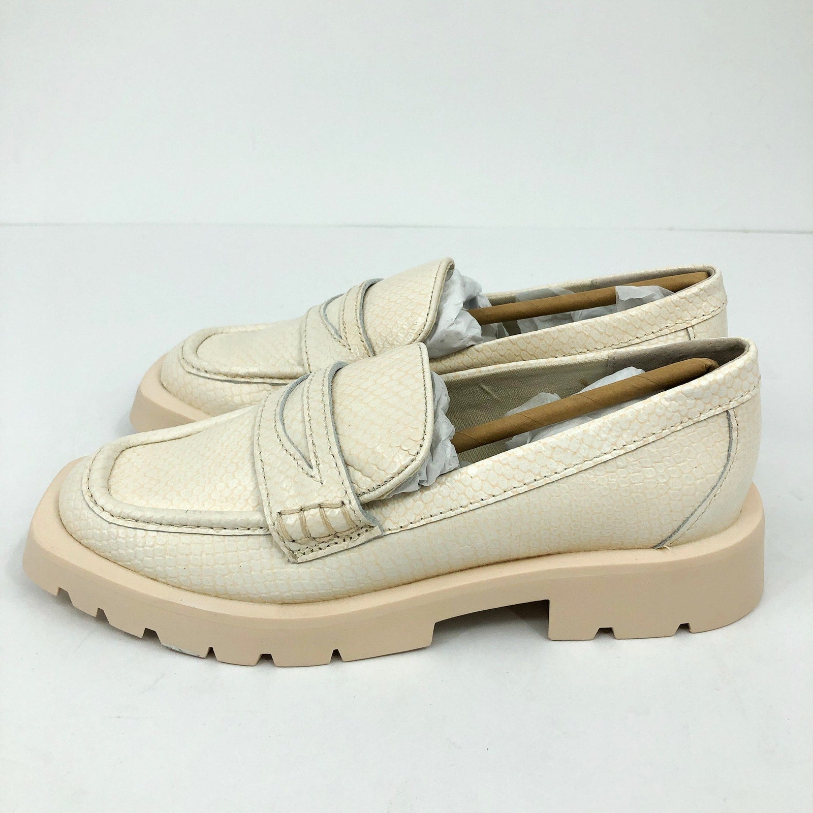 Dolce Vita Womens Elias Loafer Size 6.5 White Ivory Embossed Leather NWOB