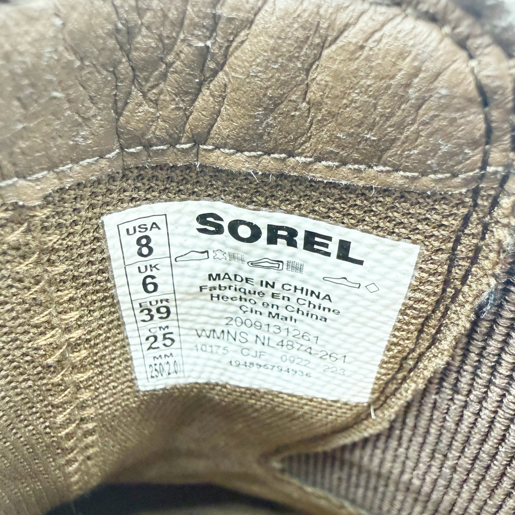 Sorel Womens Hi-Line Heel Chelsea Boots US 8 Taupe Tan Leather Waterproof NIB