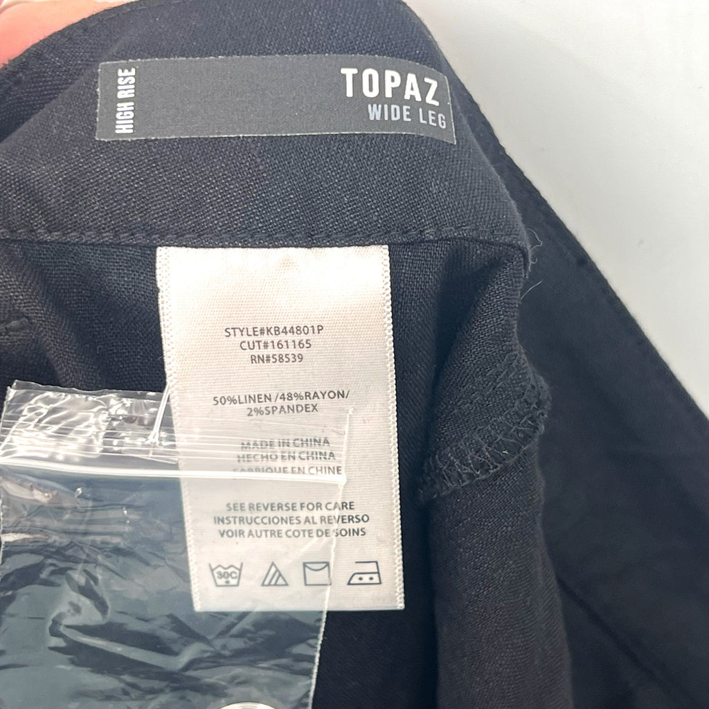 KUT FROM THE KLOTH Topaz Crop Wide Leg Pants Size 4 Petite Black Linen NWOT