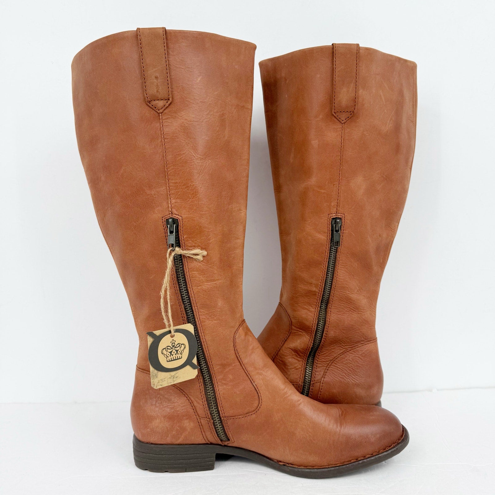 Born Womens Shaunie Knee High Boots US 7.5 M Brown Leather NIB