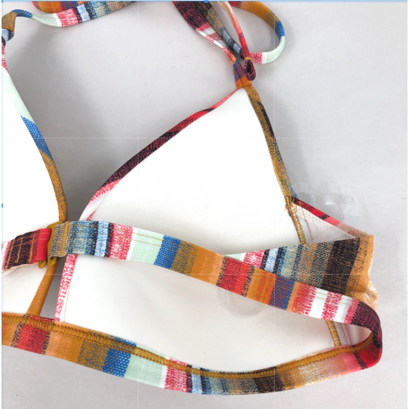PRANA Women's Lexie Halter Bikini Top XL Multi Baja Stripe UPF 50+ NWT