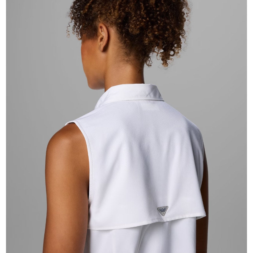 COLUMBIA Women's PFG Tamiami Shirt Large White Sleeveless Omni Shade NWT