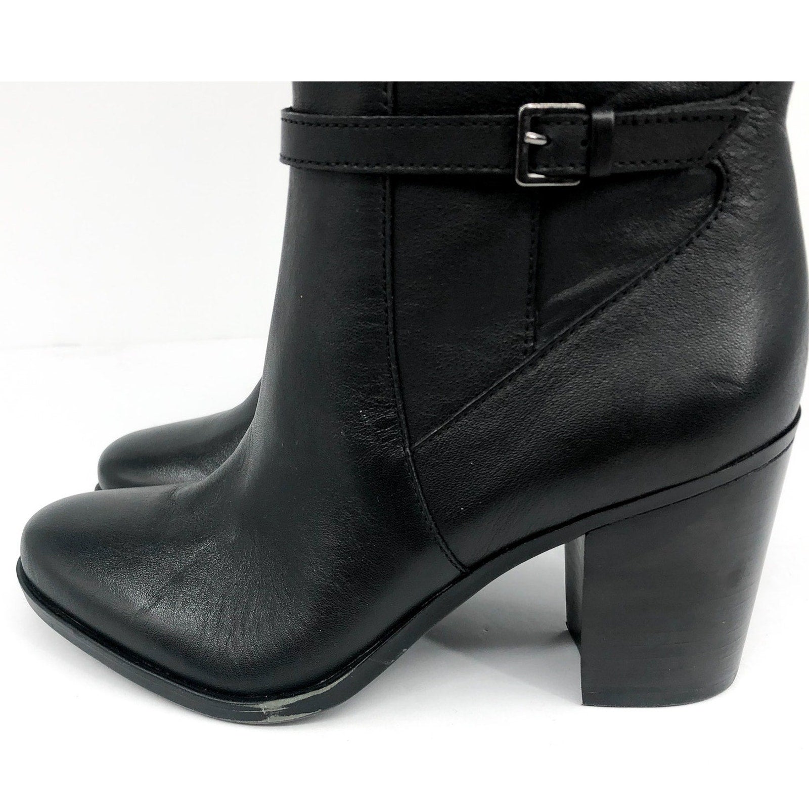 NATURALIZER Women's Kalina Boot 7.5 Wide WIDE CALF Black Leather Knee High NWOB