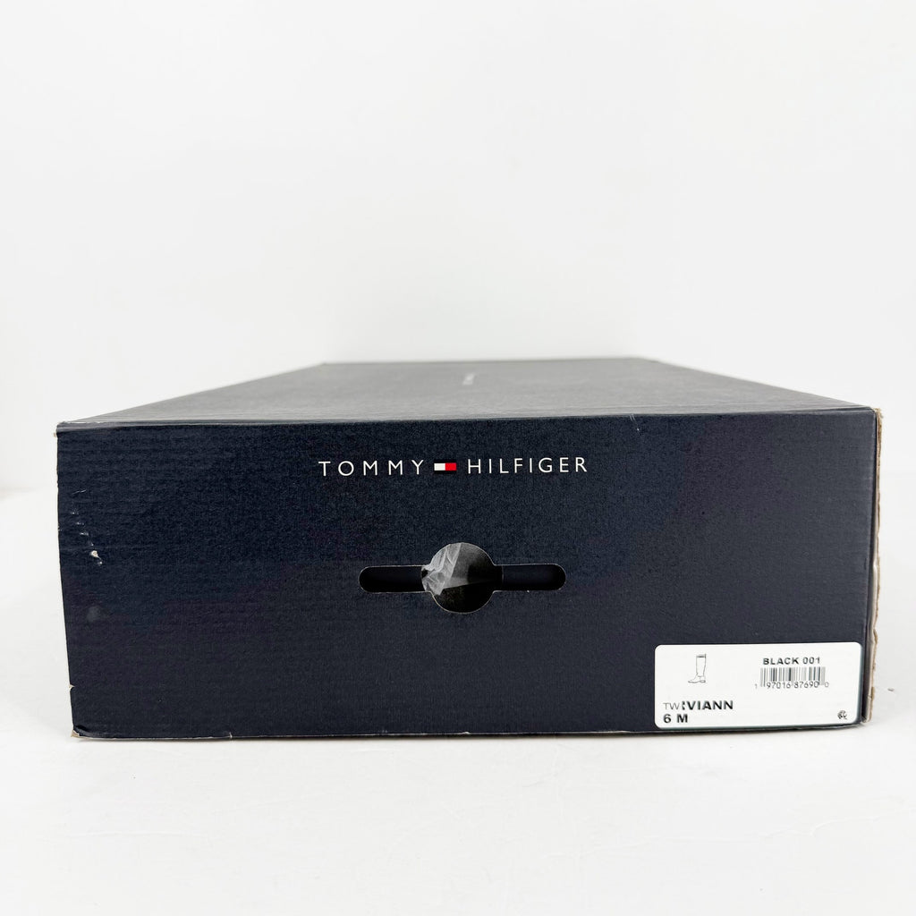 Tommy Hilfiger Womens Iviann Boots Size 6M Black Faux Leather Knee High