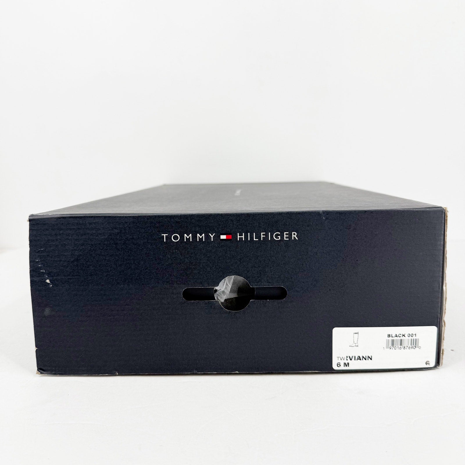Tommy Hilfiger Womens Iviann Boots Size 6M Black Faux Leather Knee High