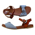 MIA Womens Addilynn Flat Sandals Size 6 Wide Blue Knotted Fabric Front NWOB