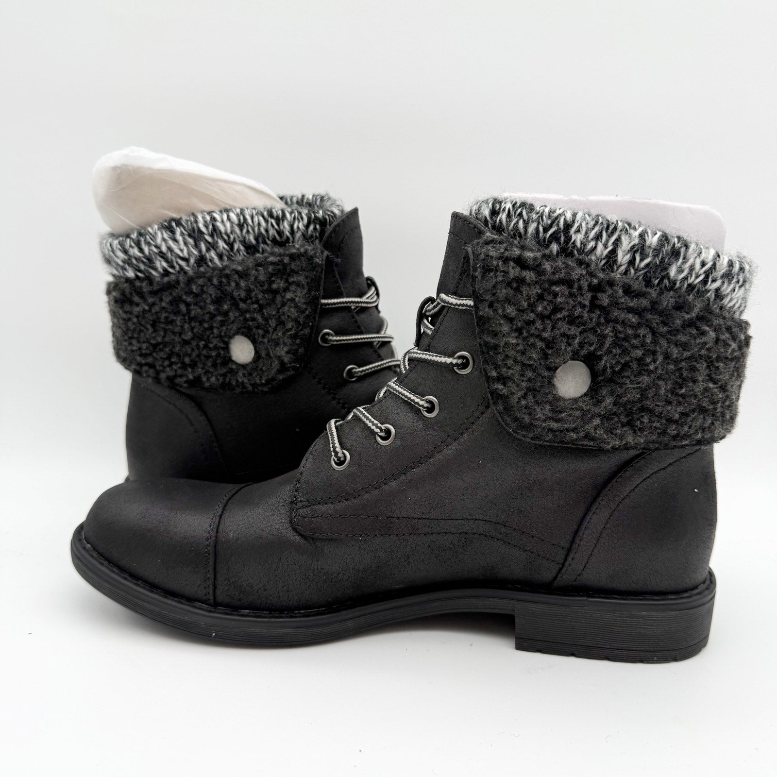 Cliffs by White Mountain Womens Duena Ankle Booties US 8.5 M Black Knit NIB