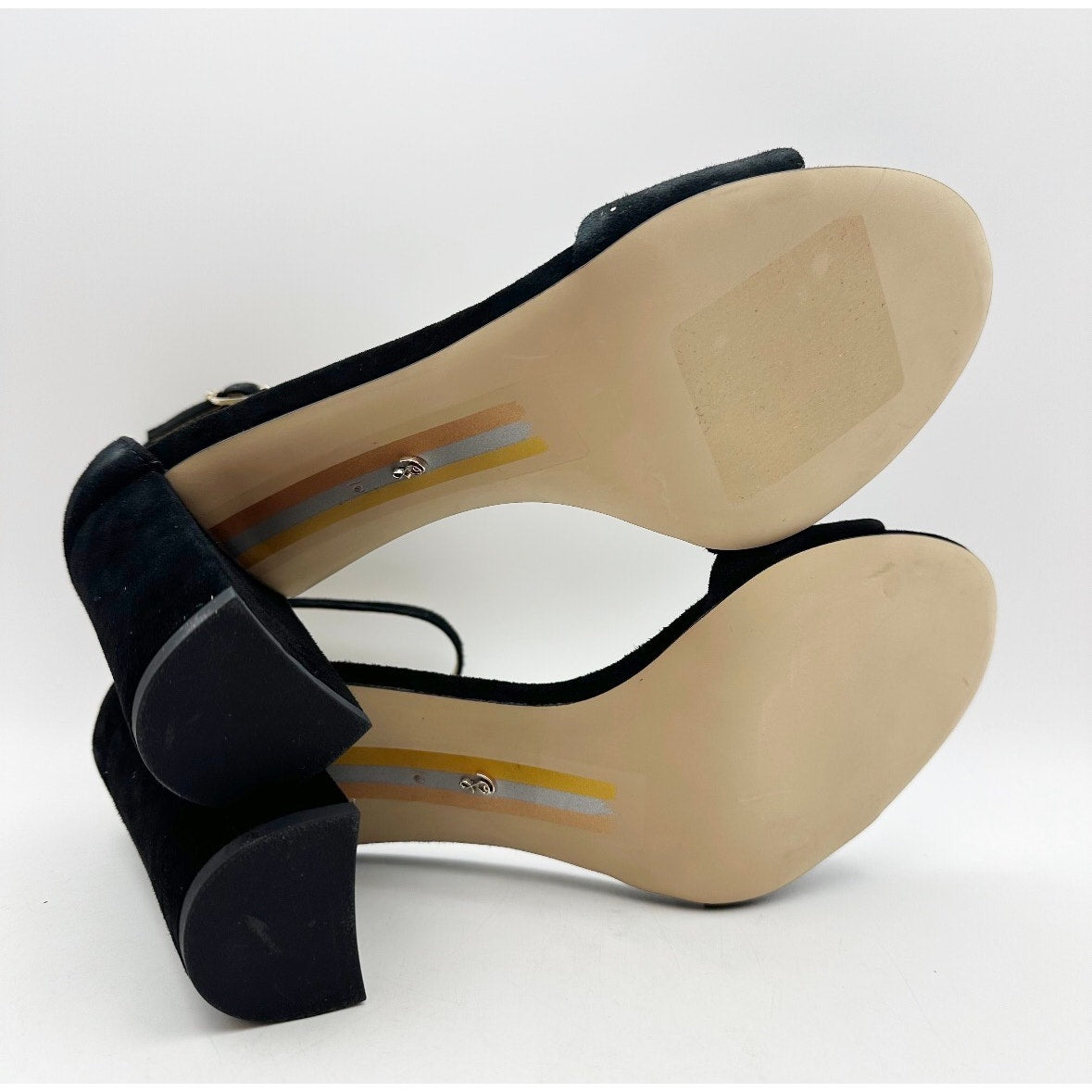Sam Edelman Womens Robyn Heels Size 10 M Black Suede Leather Ankle Strap NWOB