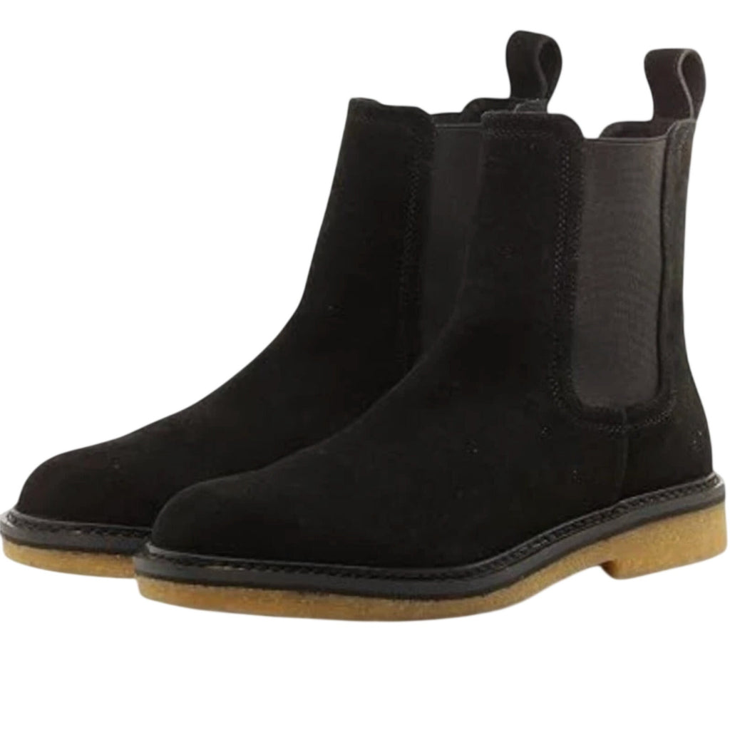 Saint Morta Mens Chunky Chelsea Boots Size 10 EU 44 Black Suede Gum NIB