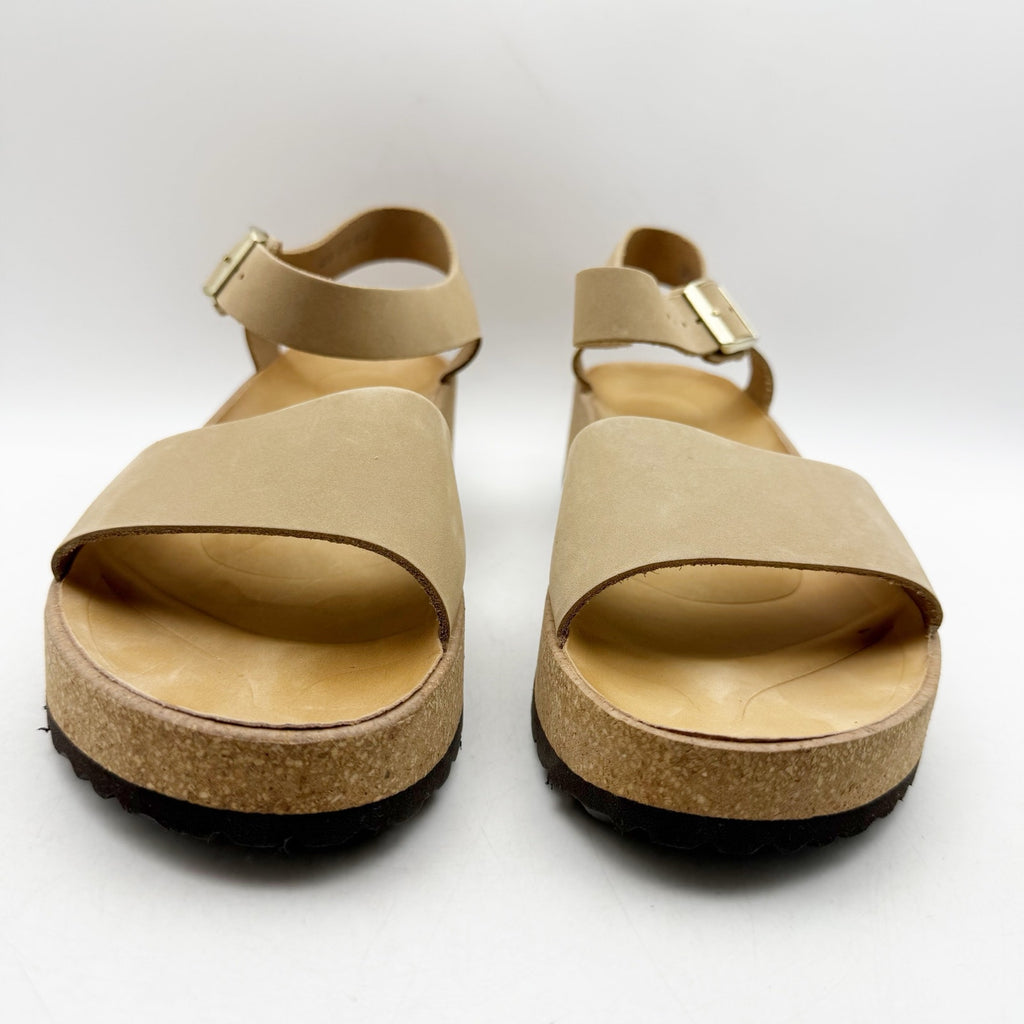 Papillio Birkenstock Womens Glenda Platform Sandals EU 41 US 10 Tan Leather NWOB