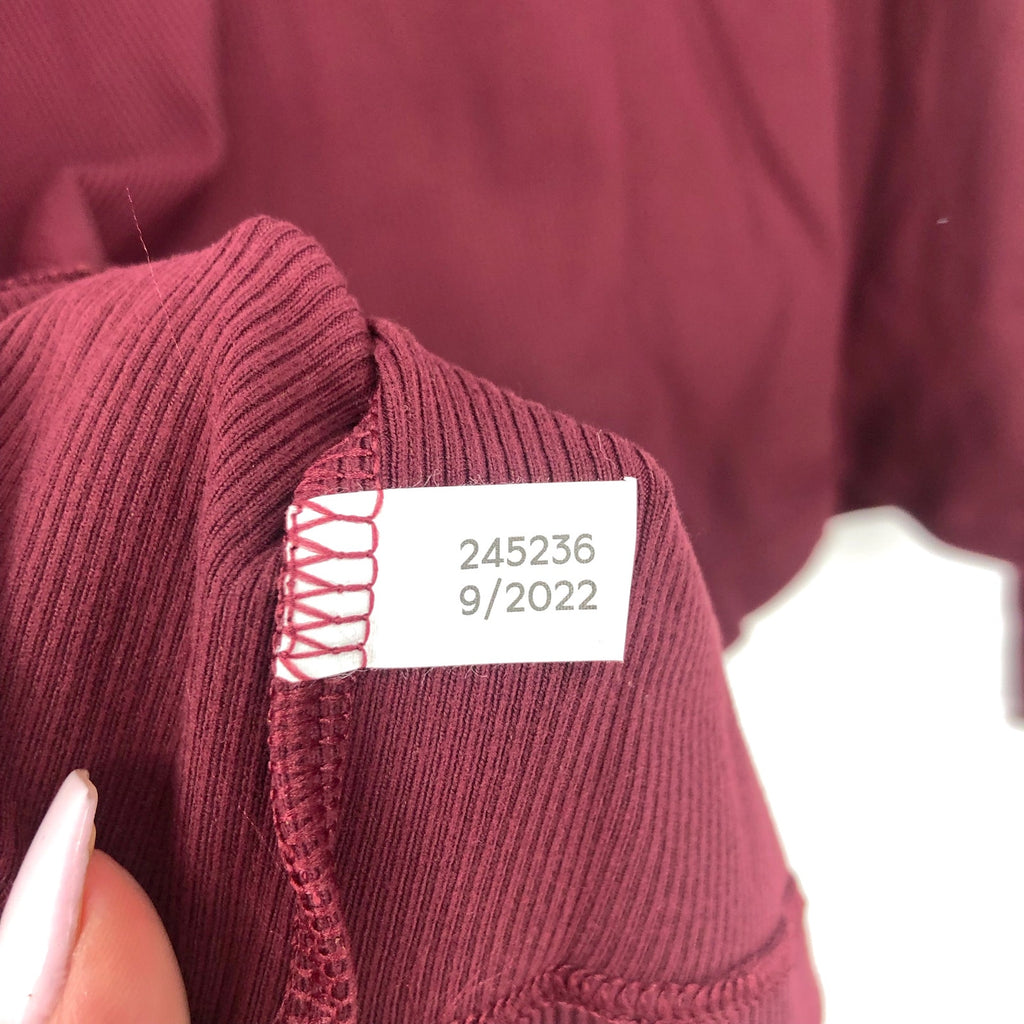 OUTDOOR VOICES Womens SuperForm Rib Crop Top 3XL Red Shiraz Long Sleeve NWT