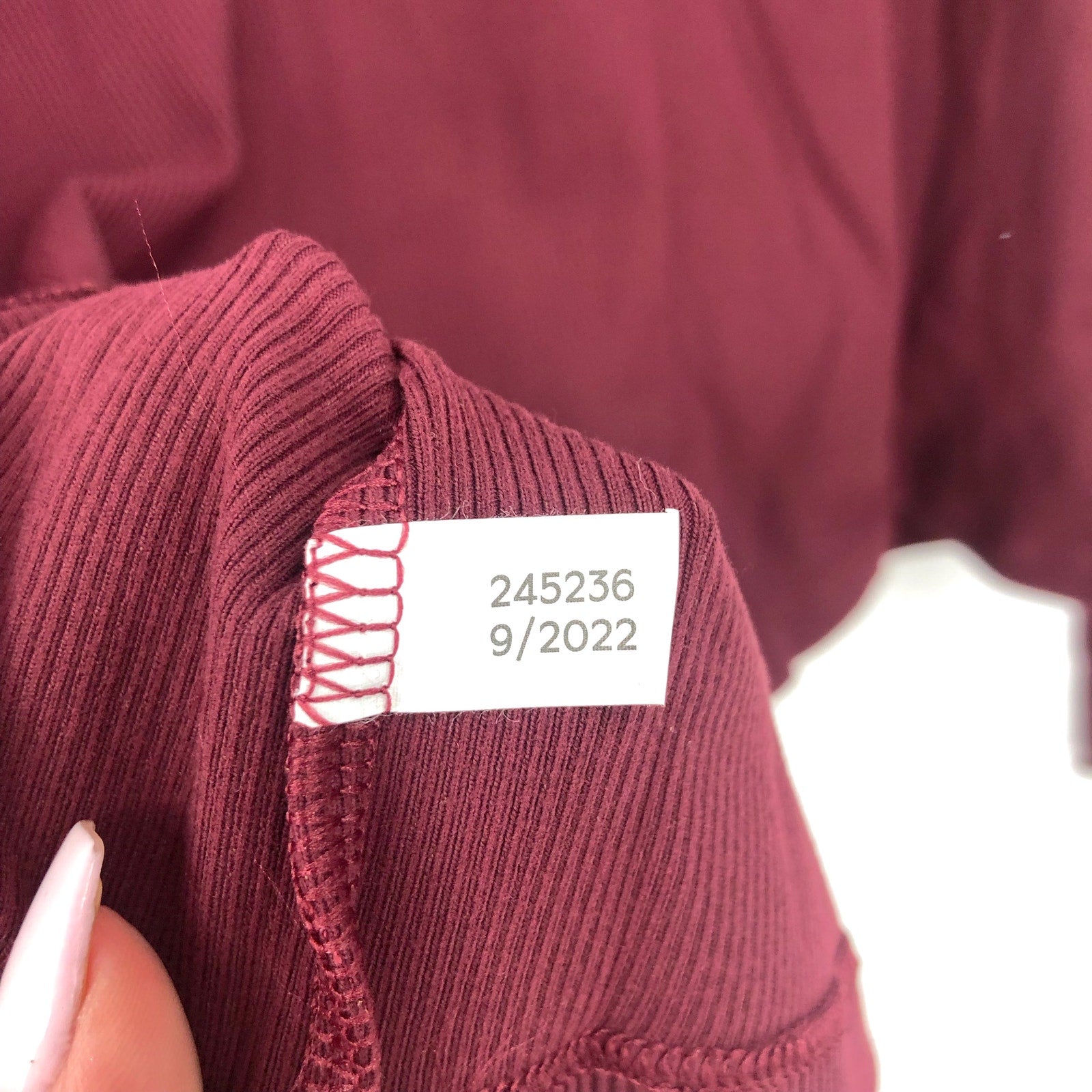 OUTDOOR VOICES Womens SuperForm Rib Crop Top 3XL Red Shiraz Long Sleeve NWT